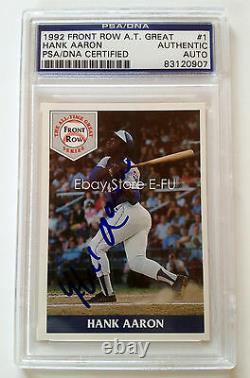 1992 Front Row HANK AARON PSA/DNA Certified Auto Slabbed Perfect Blue Autograph