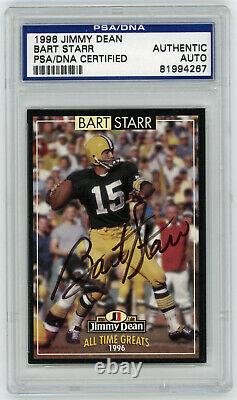 1996 PACKERS Bart Starr signed card Jimmy Dean ATG AUTO PSA/DNA Slab Autographed