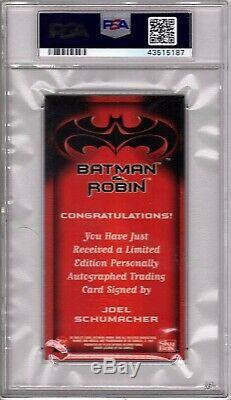 1997 Skybox Batman & Robin Director JOEL SCHUMACHER Signed Card PSA/DNA SLABBED