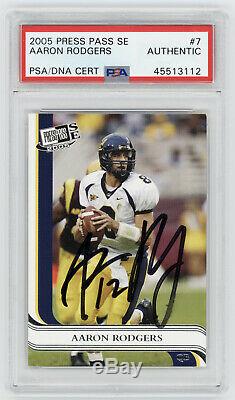 2005 PACKERS Aaron Rodgers signed ROOKIE card Press Pass #7 PSA/DNA Slab AUTO RC