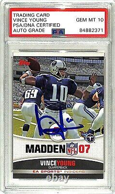 2006 Topps EA Sports MADDEN 07 VINCE YOUNG Signed Titans Card PSA/DNA 10 Slabbed