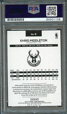 2016-17 NBA Hoops #8 Khris Middleton Signed Card AUTO PSA/DNA Slabbed Bucks