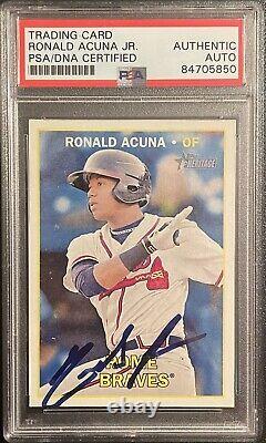 2016 Topps Heritage Minors Ronald Acuna Jr Signed Card Rookie RC PSA DNA Slab