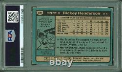 A's Rickey Henderson Signed 1980 Topps #482 Rookie Card Auto 10! PSA/DNA Slabbed