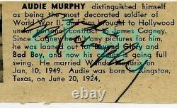 AUDIE MURPHY signed cut autograph PSA/DNA slabbed Actor WWII Medal of HONOR RARE