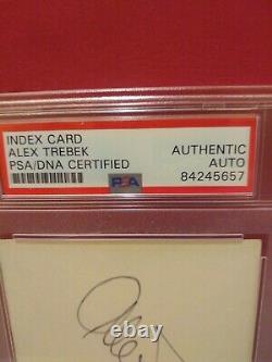 Alex Trebek Autograph Index Card PSA/DNA Slabbed # 84245657. Jeopardy TV