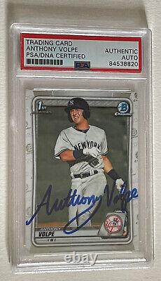 Anthony Volpe Signed 2020 1st Bowman Chrome PSA/DNA Slab Autographed Card Yankee