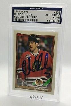Autographed? CHRIS CHELIOS? 1991 TOPPS? SIGNED PSA/DNA SLAB