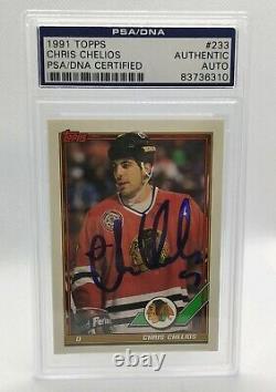 Autographed? CHRIS CHELIOS? 1991 TOPPS? SIGNED PSA/DNA SLAB