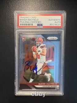 Baker Mayfield Signed 2018 Panini Prizm Football Rookie Card #201 PSA/DNA Slab