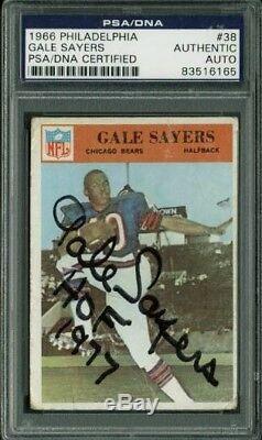 Bears Gale Sayers'HOF 1977' Signed Card 1966 Philadelphia Rc 38 PSA/DNA Slabbed