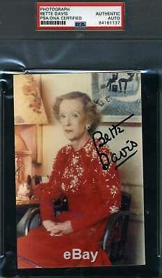 Bette Davis Psa Dna Coa Autograph 4x6 Photo Hand Signed Slabbed