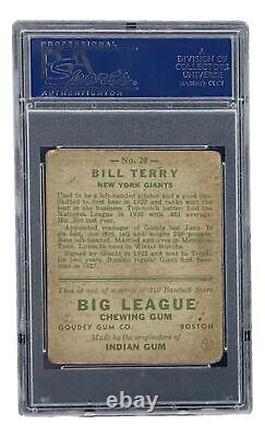 Bill Terry Signed Slabbed 1933 Goudey #20 Trading Card PSA/DNA 65096321