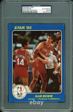 Blazers Sam Bowie Authentic Signed Card 5X7 Star'85 Blue PSA/DNA Slabbed