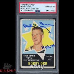 Bobby Orr signed 1968-69 O-Pee-Chee Norris Trophy Card PSADNA Slab Auto 10 C1306