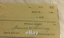 Branch Rickey Signed Check PSA/DNA Slabbed -Beautiful Signature 1964