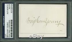 Brigham Young Authentic Signed 2X3.25 Cut Autograph PSA/DNA Slabbed