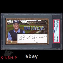 Broadcaster Bob Uecker signed 3x5 Custom Card Cut PSA DNA Slabbed Auto HOF C1529