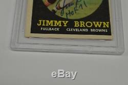 Browns Jim Brown HOF 71 Signed Card 1958 Topps RC #62 PSA / DNA Slabbed GEM MT