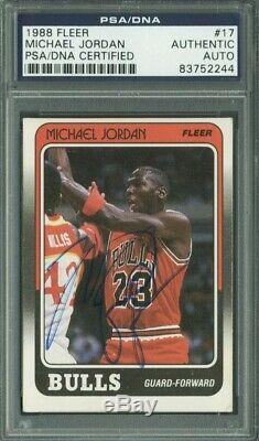 Bulls Michael Jordan Authentic Signed Card 1988 Fleer #17 PSA/DNA SLABBED