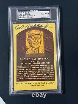 CAL HUBBARD UMPIRE PSA/DNA Slabbed Auto Signed Gold Yellow HOF Plaque