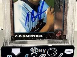 CC Sabathia Signed Rc Rookie 1999 Bowman Chrome Baseball Card Psa Dna Slabbed