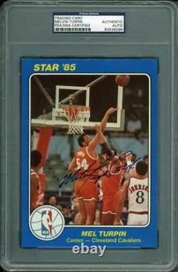 Cavaliers Melvin Turpin Authentic Signed Card 5X7 Star'85 Blue PSA/DNA Slabbed