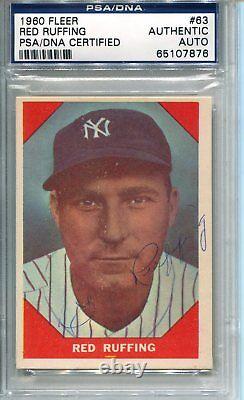 Charles Red Ruffing Autographed Double Signed Yankees Psa/dna Slabbed Fleer Card