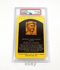Chick Hafey Signed Yellow Hall of Fame Plaque Postcard PSA/DNA Auto Slabbed