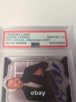 Chuck Liddell trading card dna/psa iceman/slabbed gem mint autograph