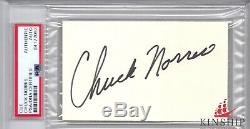 Chuck Norris signed 3x5 cut PSA DNA Slabbed Bold Auto C329