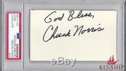 Chuck Norris signed 3x5 cut PSA DNA Slabbed Bold Auto C331