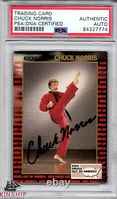Chuck Norris signed Trading Card PSA DNA Slabbed Auto Rare C748