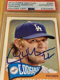 Clayton Kershaw 2014 Topps Heritage Signed Autograph Dodgers PSA DNA Slab Cert