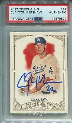 Clayton Kershaw L. A. Dodgers PSA/DNA signed Allen Ginter 2012 slabbed auto card