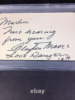 Clayton Moore Autograph 3 X 5 Index Card PSA/DNA Slabbed Grade 10 Gem Mint