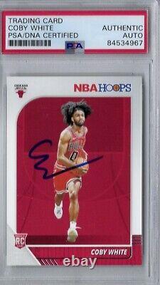 Coby White Signed 2019-20 Panini Nba Hoops Rc Card #204 Psa/dna Slabbed Auto