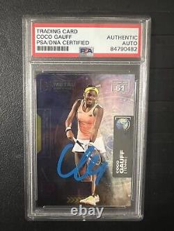 Coco Gauff Signed 2021 Skybox Metal Universe Champions Rookie Card PSA/DNA Slab