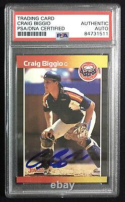 Craig Biggio 1989 Donruss #561 Rookie Rc Signed Auto Psa/dna Slab Houston Astros