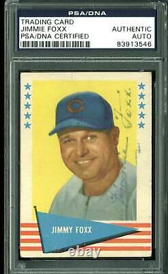 Cubs Jimmie Foxx Authentic Signed Card 1961 Fleer #28 PSA/DNA Slabbed