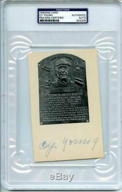 Cy Young Signed Authentic 3.75X6 Trading Card Autograph Slabbed PSA/DNA #S02208