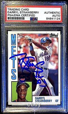 Darryl Strawberry Signed 1984 Topps Rookie RC Card #182 83 NL ROY PSA/DNA Slab