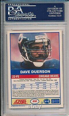 Dave Duerson 1985 Bears SB XX Signed Auto 1989 Score Card #22 PSA/DNA Slab