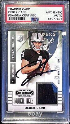 Derek Carr Signed 2014 Panini Contenders Rookie Ticket RPA #RTS-30 PSA/DNA Slab
