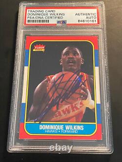 Dominique Wilkins signed 1986 Fleer Card #121 PSA DNA Slabbed Auto Rookie C873