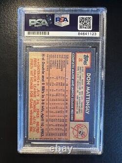 Don Mattingly Signed 1984 Topps Rookie RC Card #8 PSA/DNA Slab COA