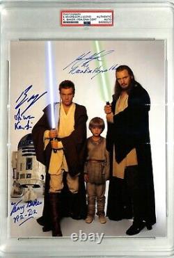 EWAN McGREGOR, JAKE LLOYD & K. BAKER Signed Star Wars 8x10 Photo PSA/DNA SLABBED