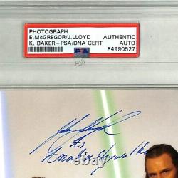 EWAN McGREGOR, JAKE LLOYD & K. BAKER Signed Star Wars 8x10 Photo PSA/DNA SLABBED