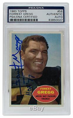 Forrest Gregg Signed 1960 #56 Topps Packers Rookie Card Slabbed HOF 77 PSA/DNA