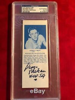 George Mikan Signed Bio Card Autographed Auto PSA / DNA Authenticated & Slabbed